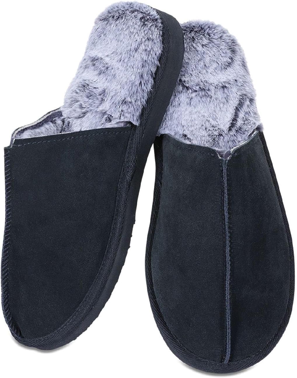

Мужские плюшевые тапочки MeMoi с мемори-пеной и настоящей замшей, темно-синий