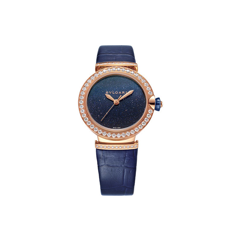 

BVLGARI Часы женские LVCEA Collection с автоматическим механизмом, кожаным ремешком из крокодила, синим циферблатом 33 мм