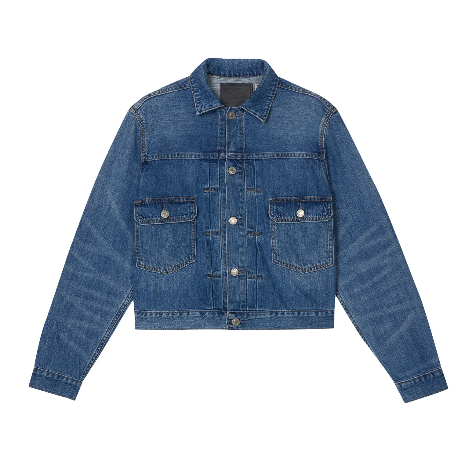 Levis Джинсовая куртка женская синяя с лацканом умеренная