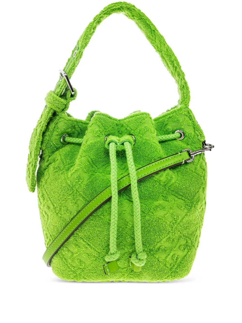 

Сумка-ведро T Monogram Terry размера мини Tory Burch, зеленый
