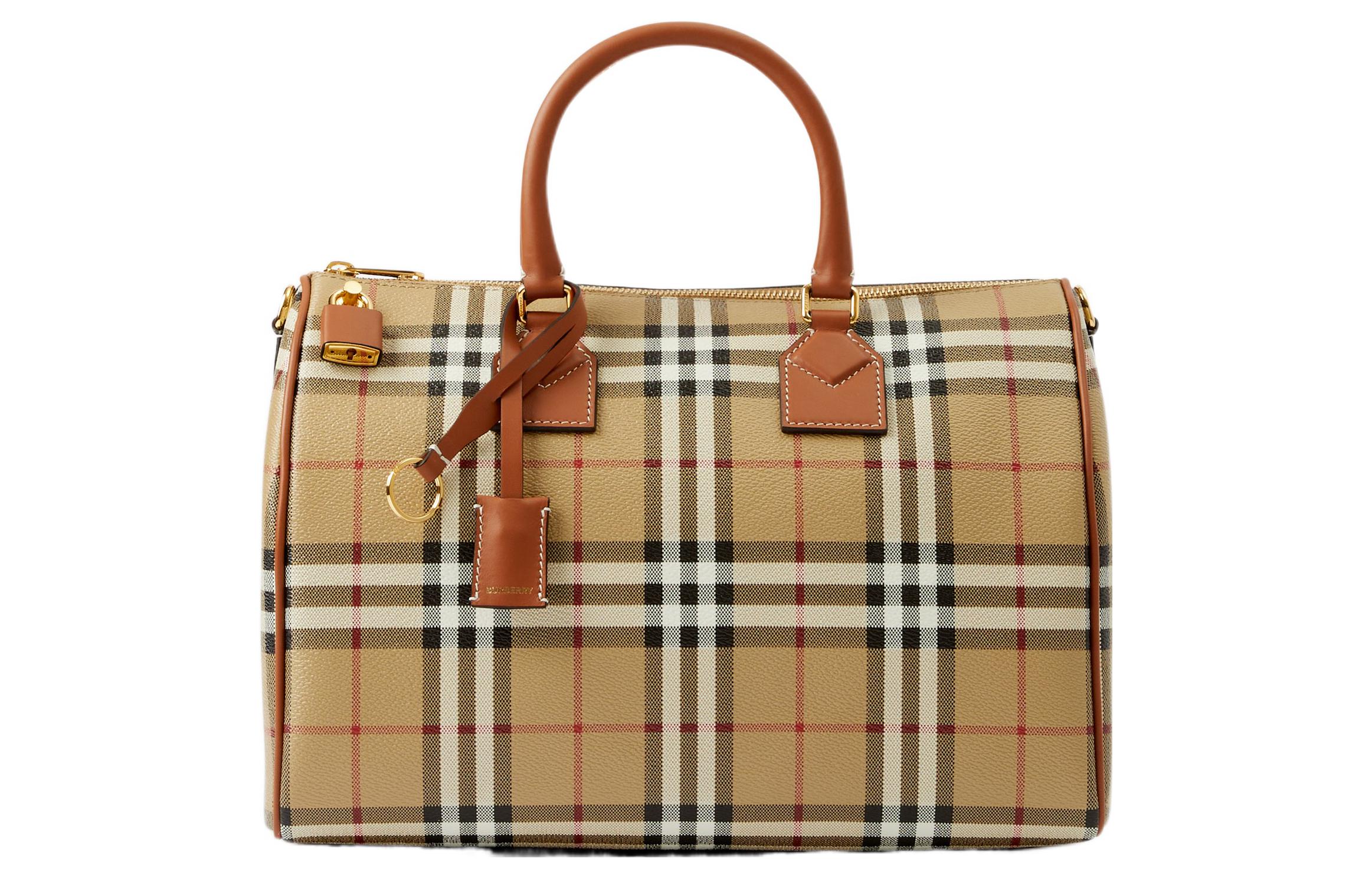 

Burberry Кожаная сумка для боулинга, средний размер, женская, архивный бежевый/сандалово-коричневый цвет