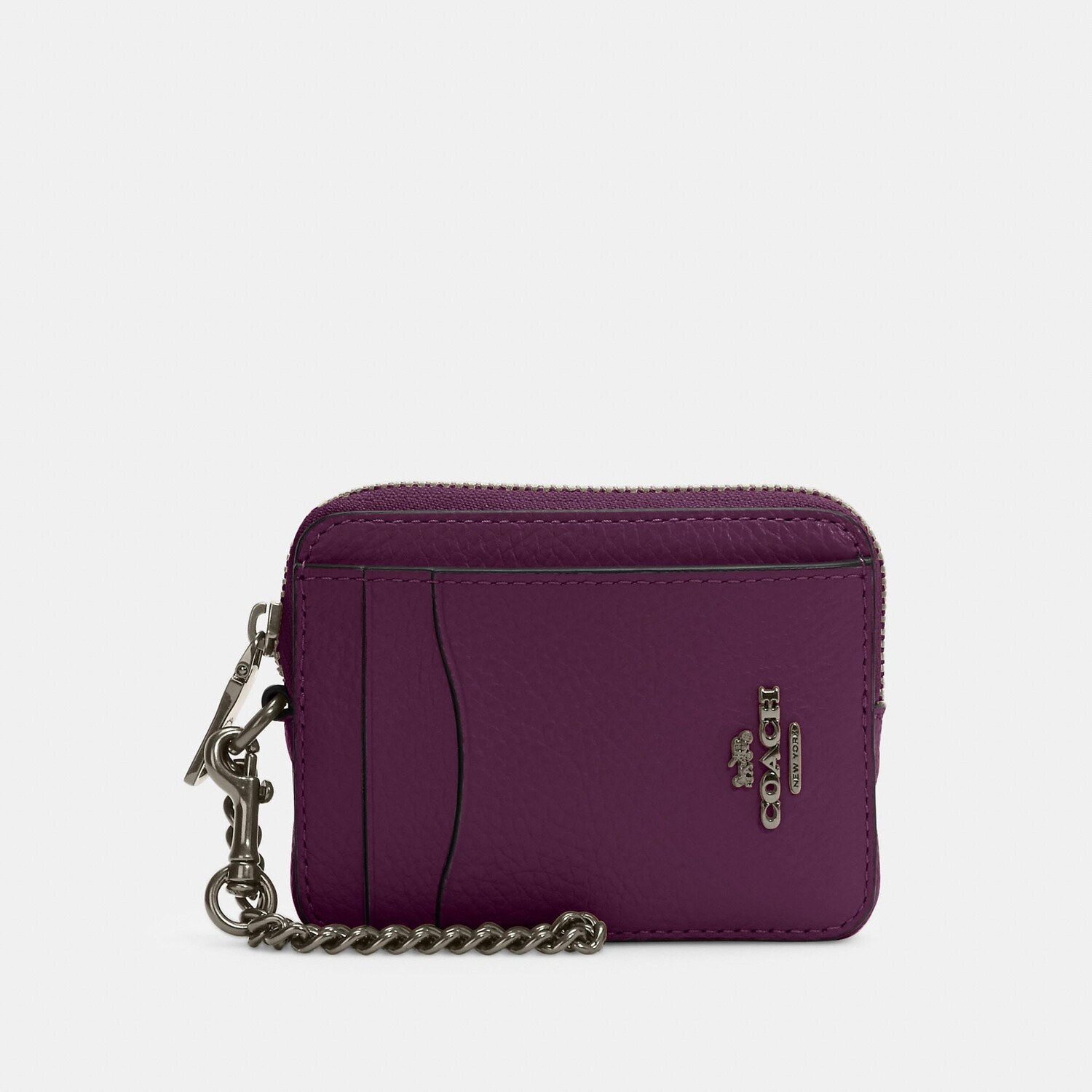 

Чехол для карточек Coach Outlet на молнии, цвет Black Antique Nickel/Boysenberry
