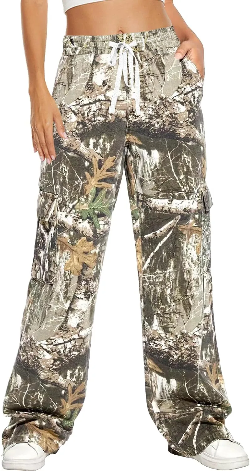 

HVEPUO камуфляжные брюки женские High Waisted Wide Leg