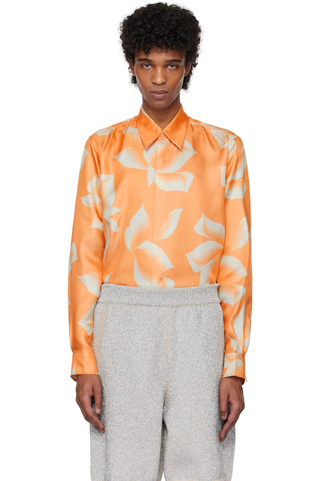 

Шёлковая рубашка Dries Van Noten, цвет peach