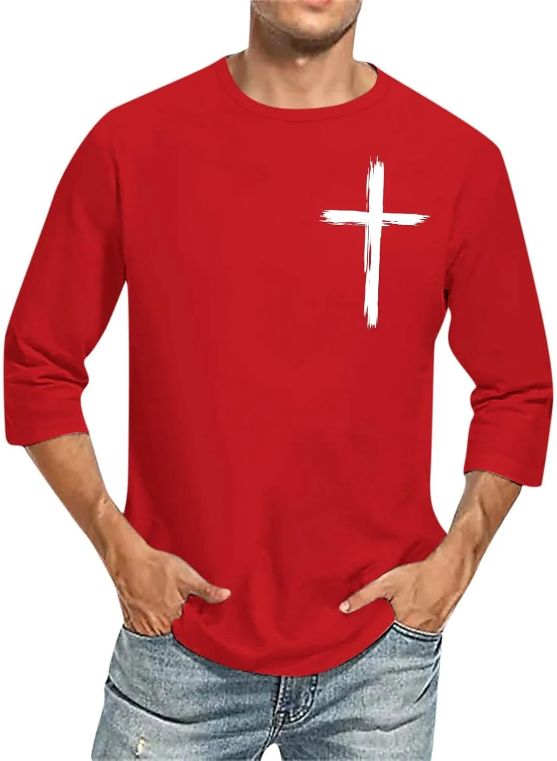 

Футболка мужская Jesus Cross 3D Print с 3/4 рукавом Xiaojmake