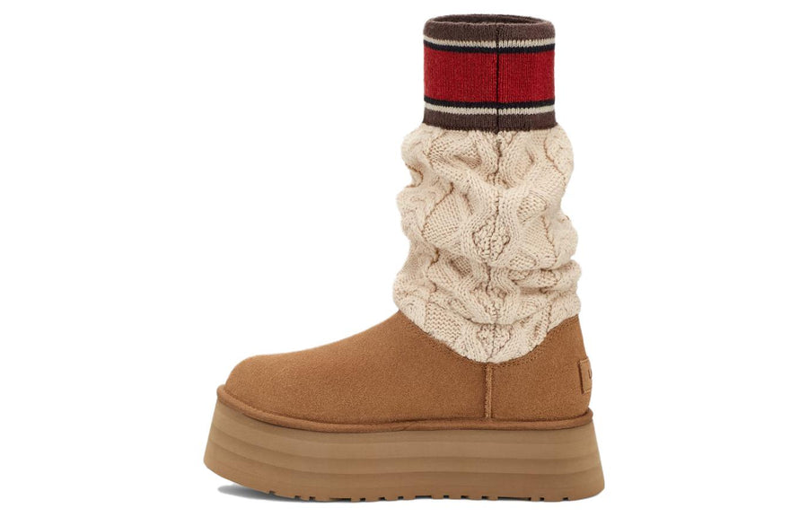 Кроссовки (WMNS)UGG Classic Sweater Letter Boot 'Chestnut', желто-коричневый — фото 2