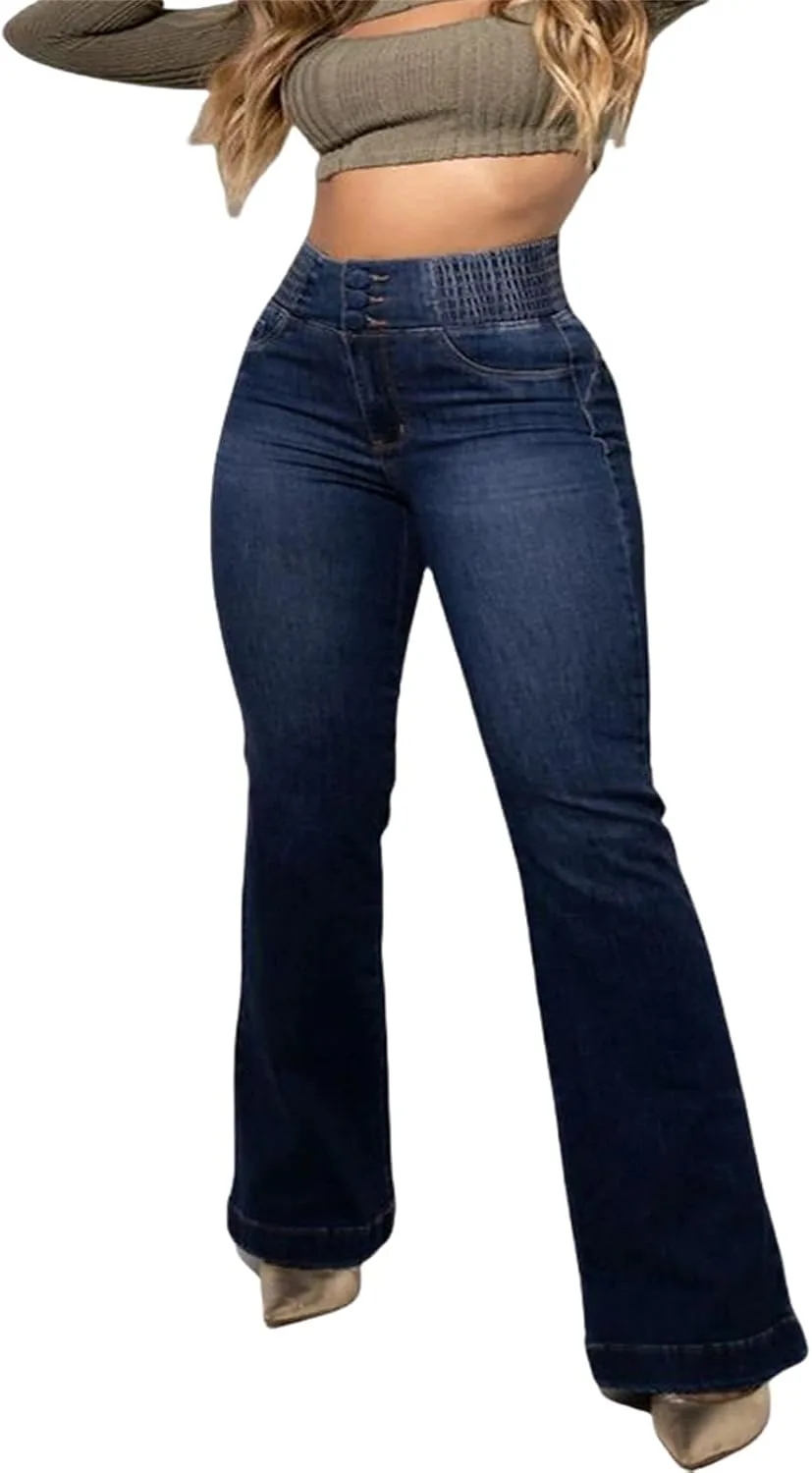 

Женские джинсы Smocked High Rise Bootcut, завышенная талия, прямой крой, эластичные