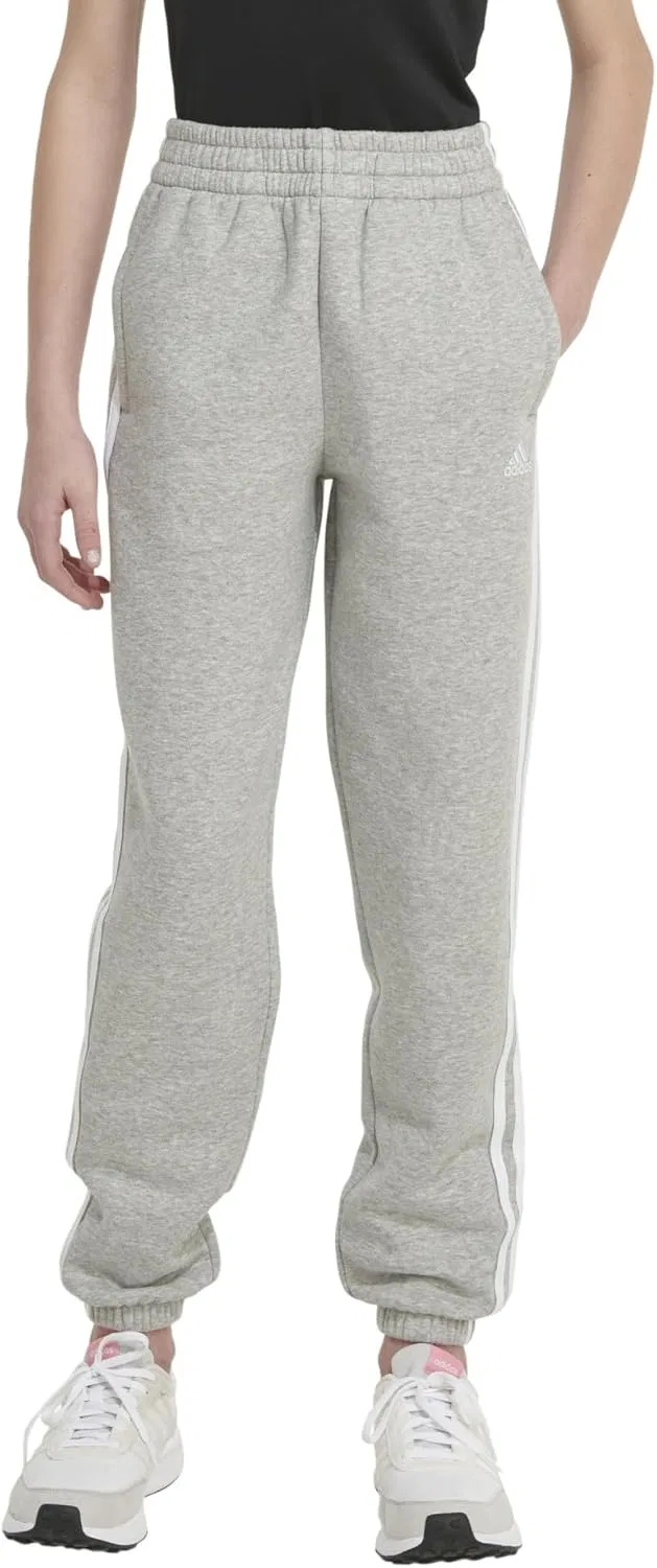 Детские хлопковые флисовые спортивные брюки Adidas, Medium Grey Heather — фото 3