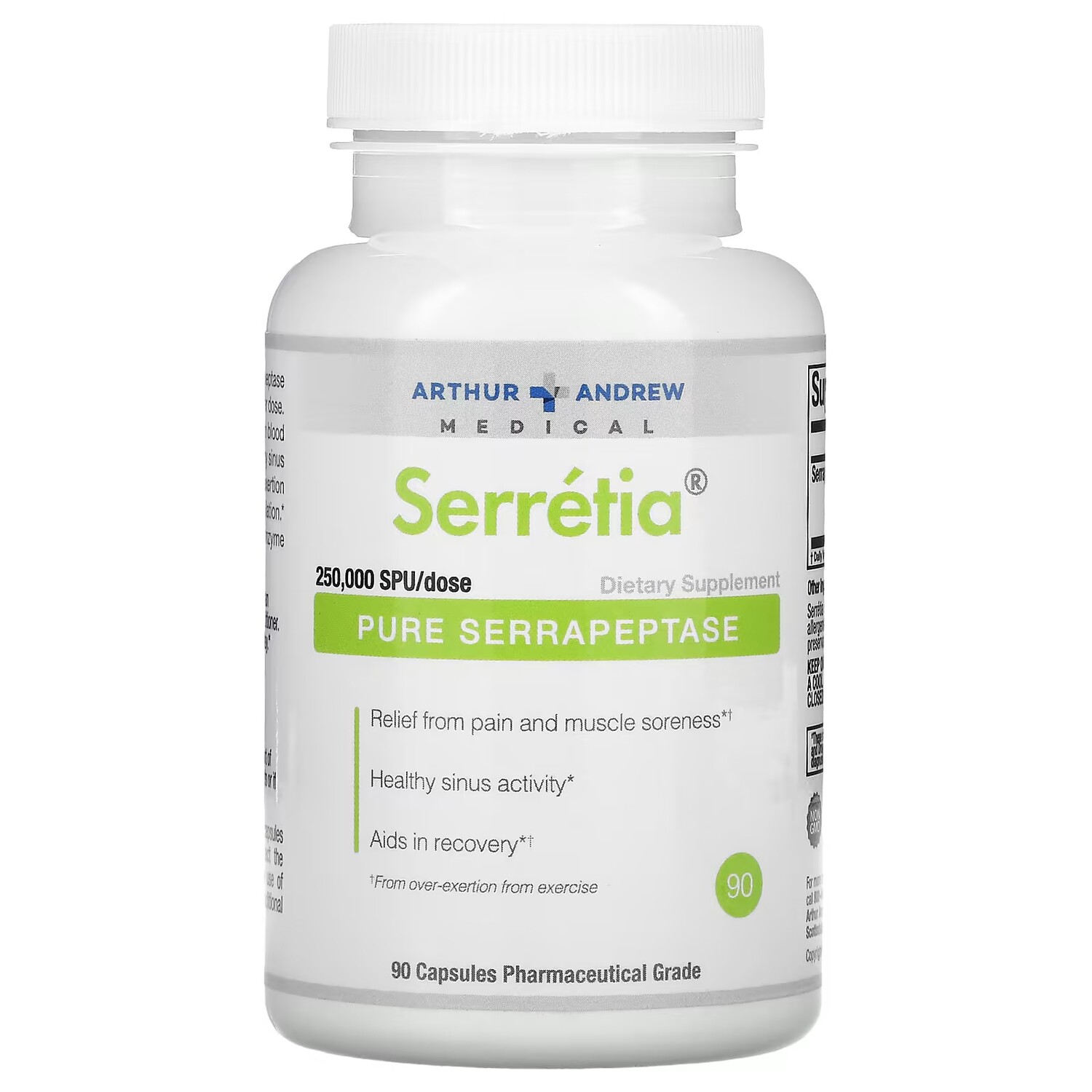 

Чистая серрапептаза Arthur Andrew Medical Serretia, 90 капсул