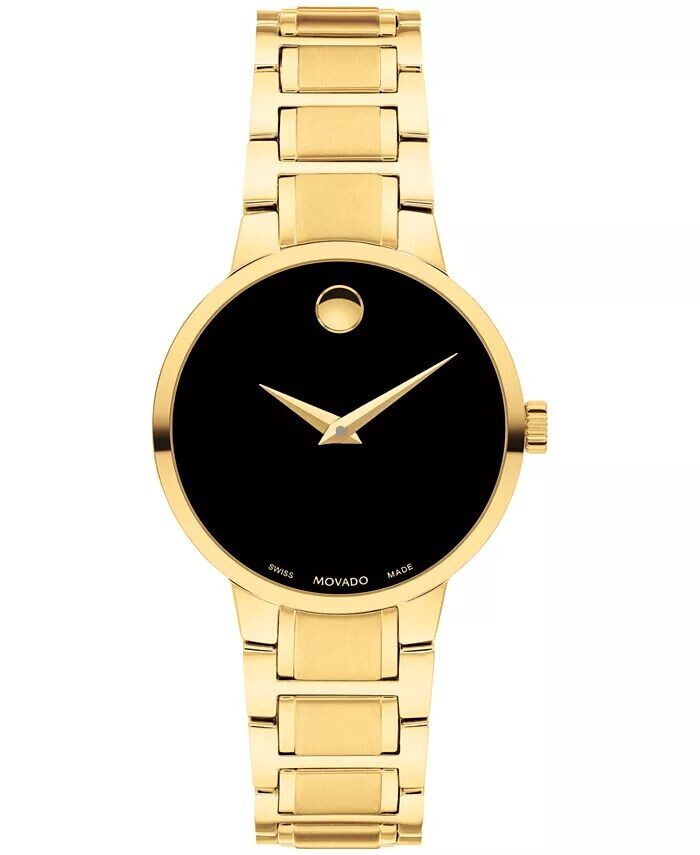 

Портфолио женщин: швейцарские кварцевые желтые часы с пвд, 28 мм Movado, золото