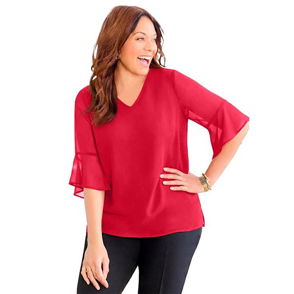 

Блузка с рукавом-колоколом Juliette для женщин plus size petite Catherines, Vivid Red
