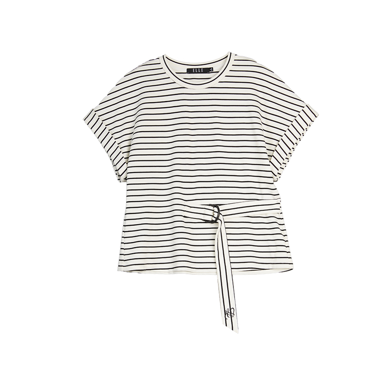 

ELLE Футболка женская в полоску с круглым вырезом и зауженная в талии