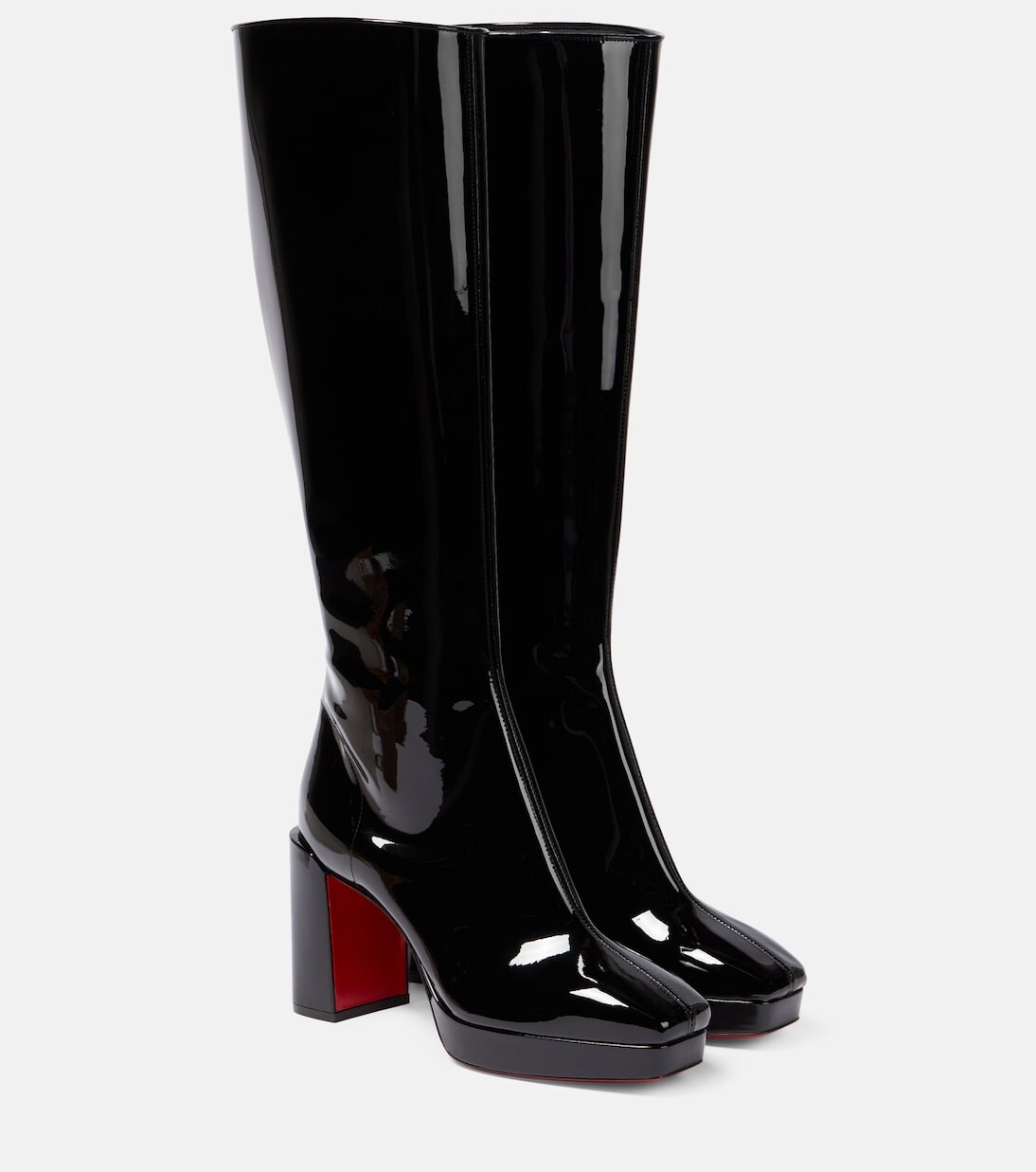 Лакированные сапоги alleo 90 до колена Christian Louboutin, черный