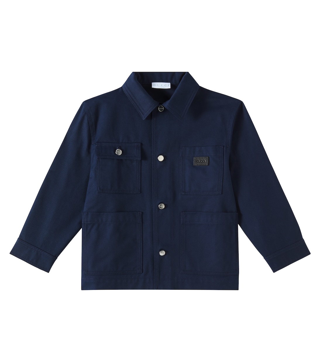 

Хлопковая куртка с кожаными вставками Gucci Kids, Naval Blue