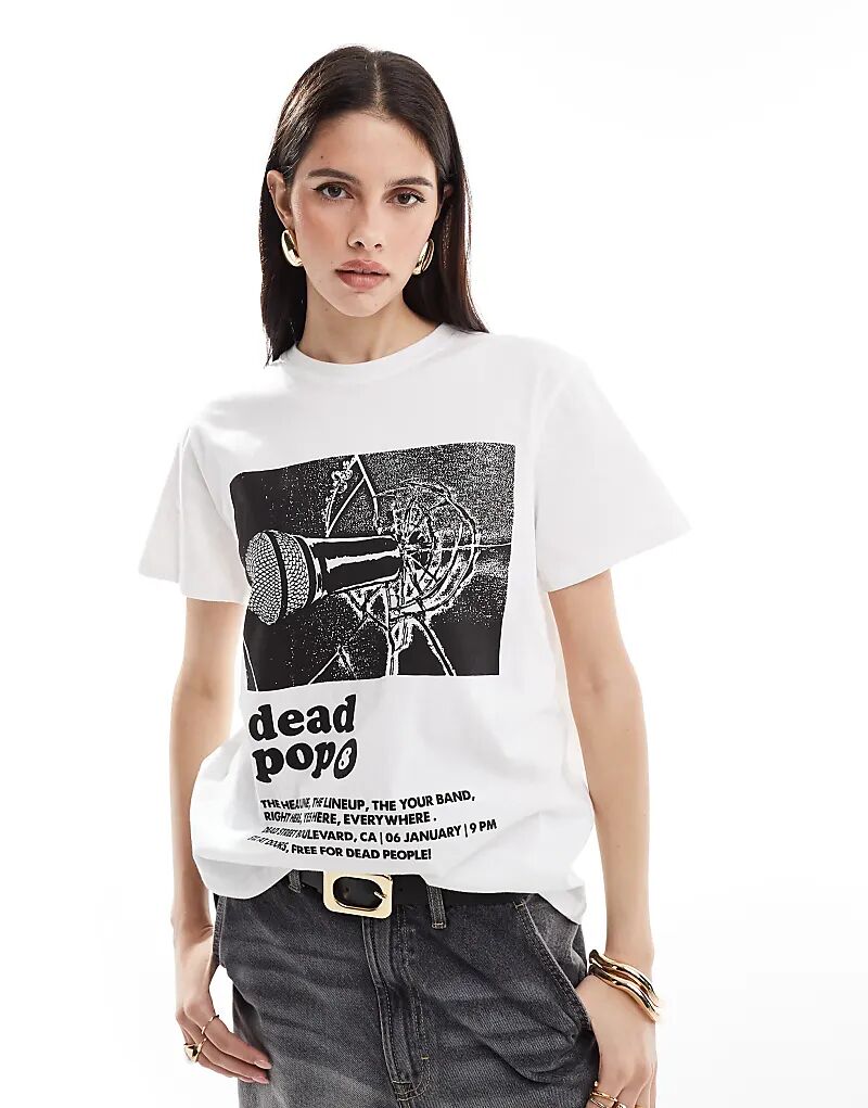 

Футболка ASOS DESIGN прямого кроя белого цвета с графическим принтом Dead Pop Band