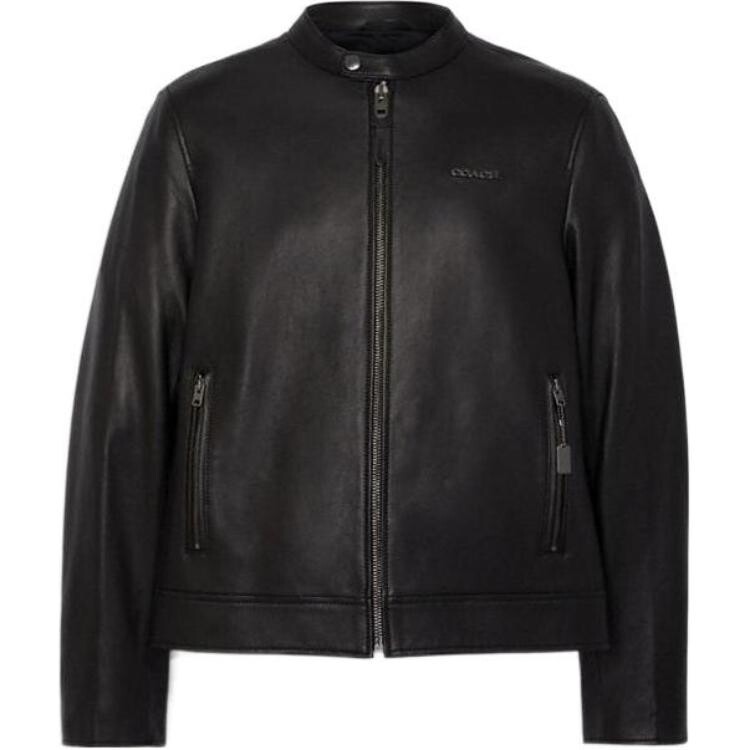 

COACH Мужская кожаная куртка, цвет Black