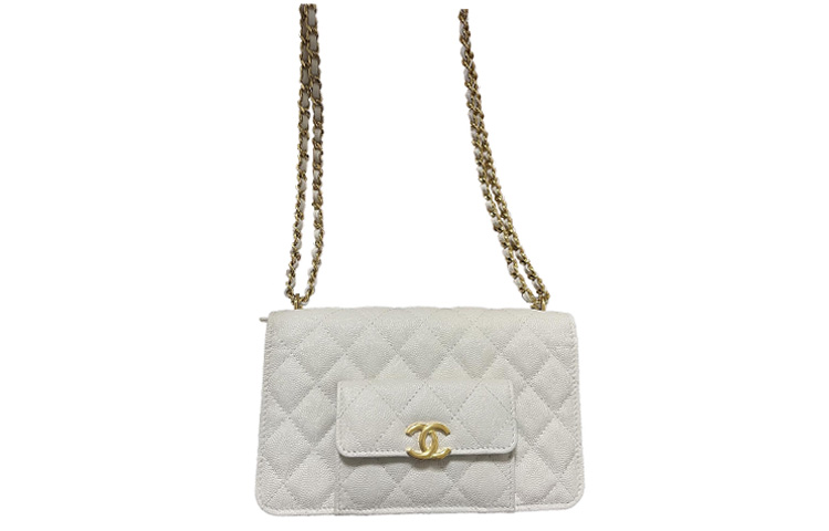 

CHANEL Кожаная сумка 2 в 1 на цепочке через плечо женская белая