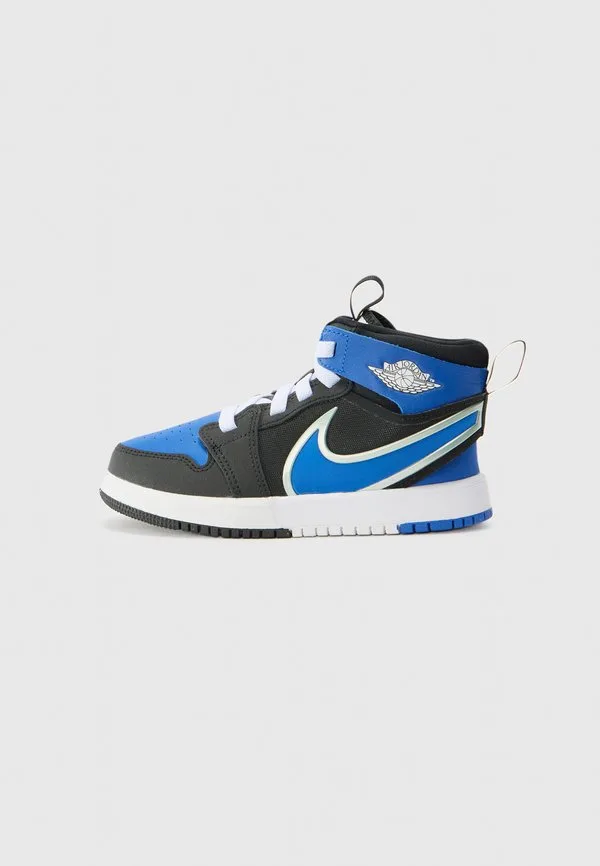 Кроссовки jordan 1 mid высокие, черные/королевский синий/серебристые Jordan, Black/Game Royal/Silver-Coloured