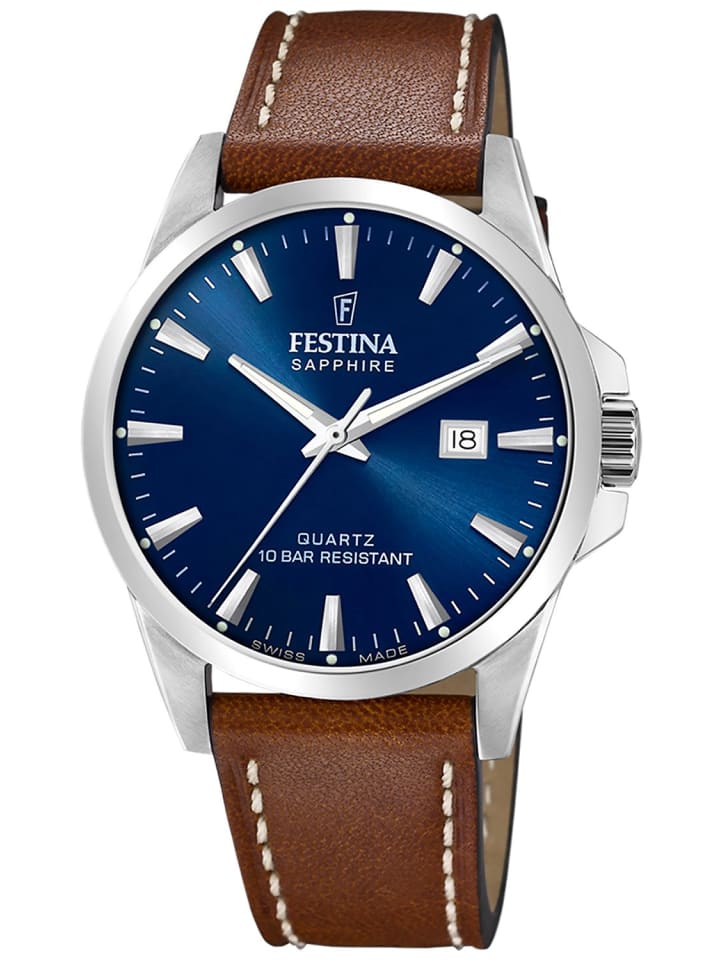 

Festina Мужские наручные часы коричнево-синего цвета с сапфировым стеклом