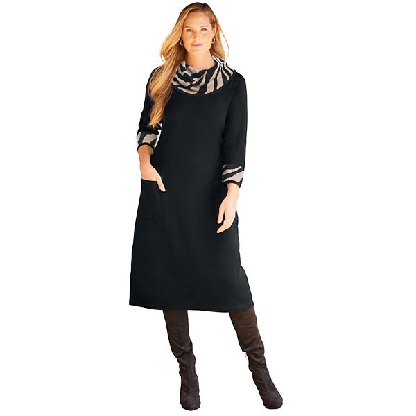 

Женское платье-свитер с капюшоном plus size Catherines, Black Chai Zebra