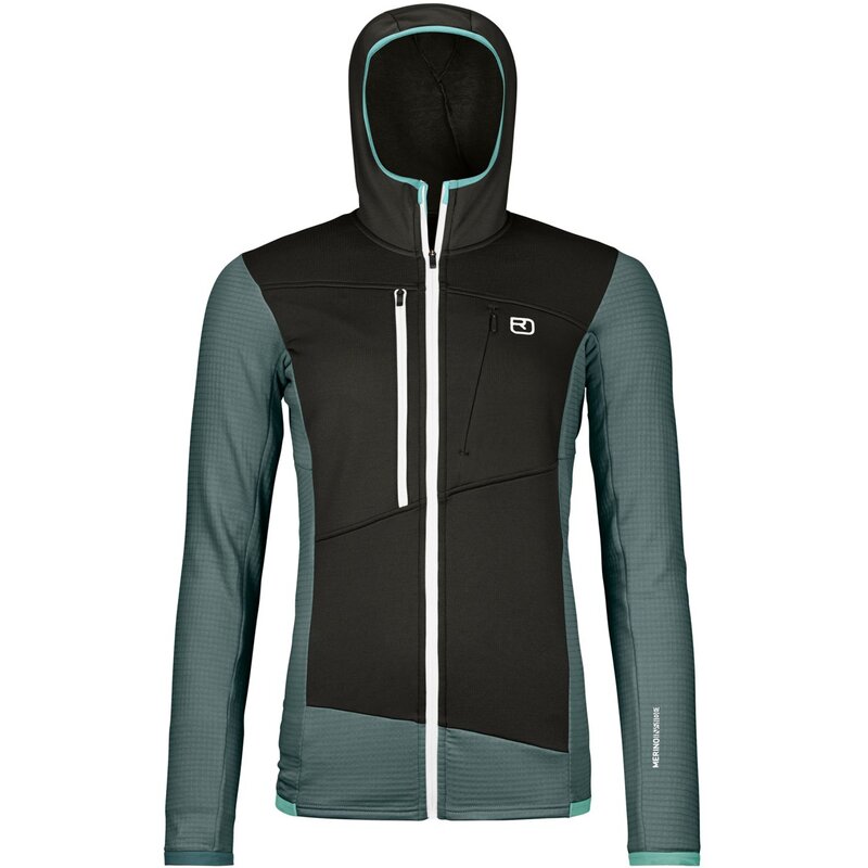 

Нижняя флисовая куртка с капюшоном в сетку Ortovox, серый