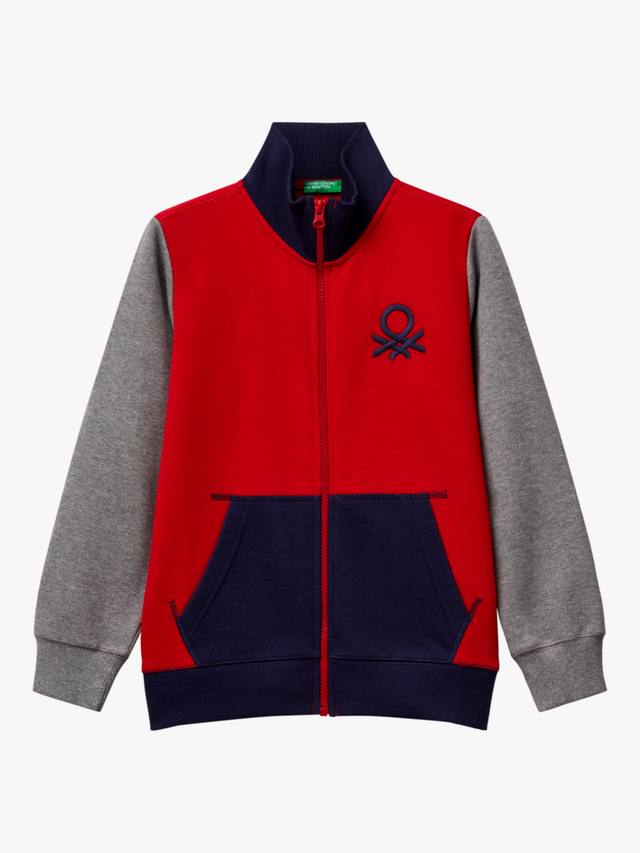 

Детский хлопковый худи с цветными блоками и молнией Benetton, Multi