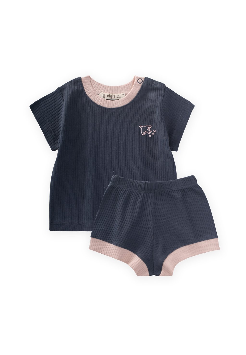 

Футболка с принтом BIRD EMBROIDERED CONTRAST SET Cigit, темно-синий