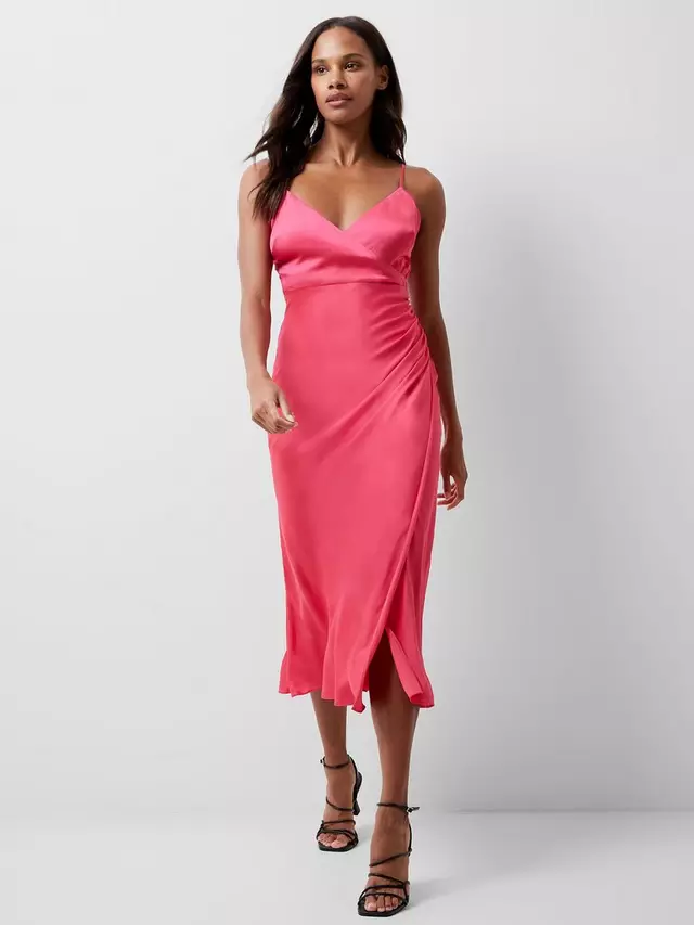 

Платье French Connection Ennis Satin Slip Midi, цвет azalea