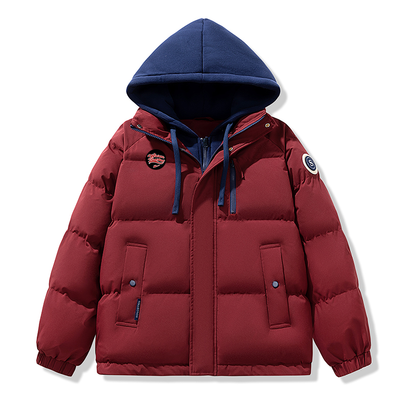 

Пуховик женский с капюшоном, утепленный флисом WARRIOR, bordeaux красный (diy detachable brand merchandise)