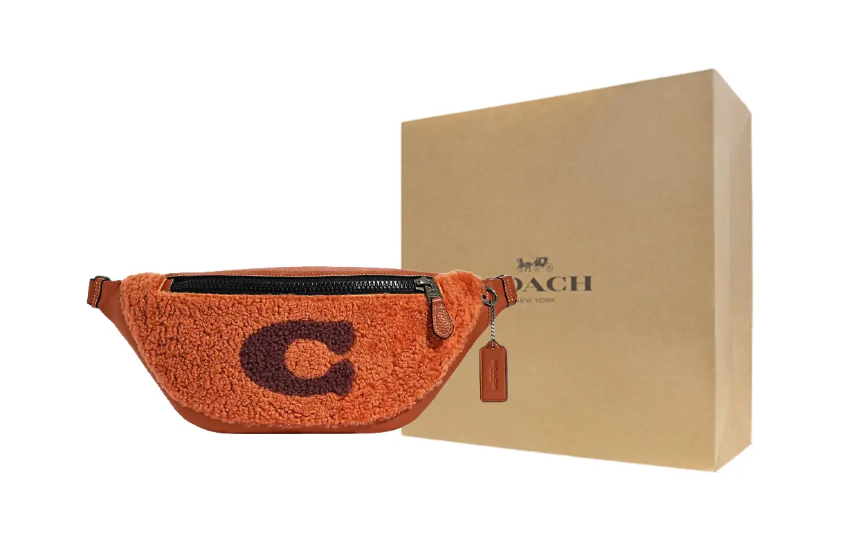 

COACH Утончённая поясная сумка из замши Уоррен с мехом овчины женская имбирно-жёлтая