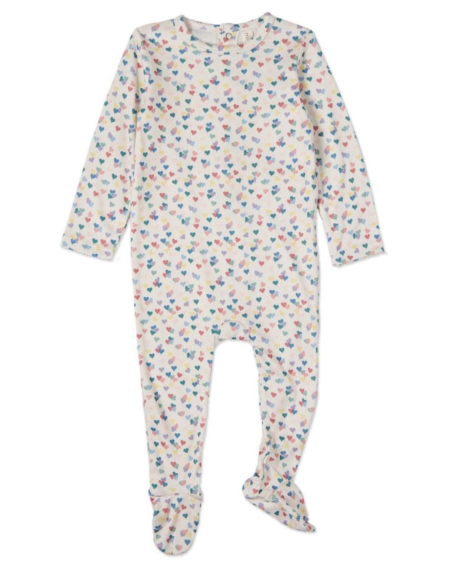 

Детский комбинезон для девочек "Candied Hearts" Pointelle Footie MeMoi, Multi color print