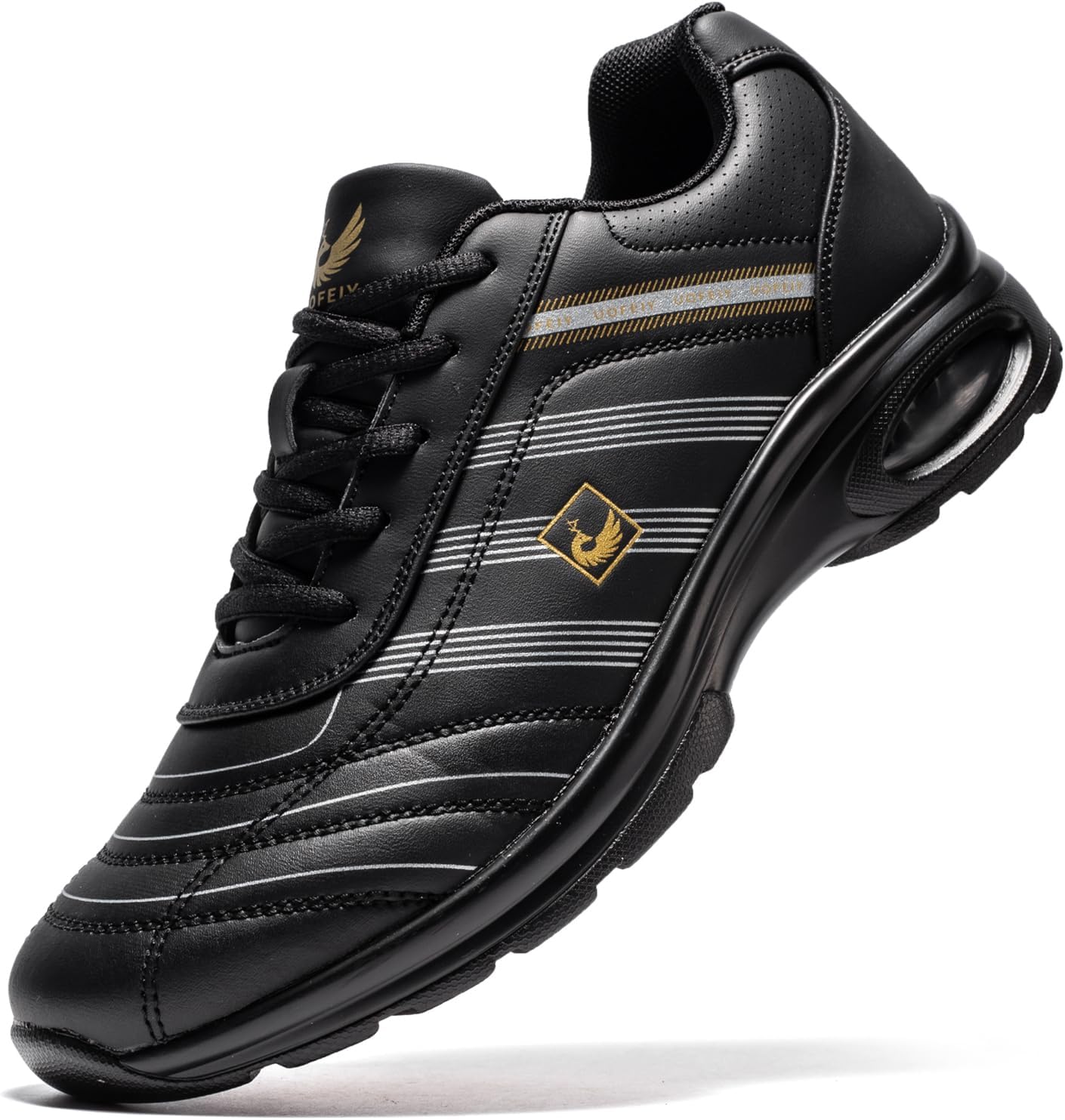 

Мужские профессиональные туфли на шнуровке с поддержкой свода стопы, повседневные противоскользящие гольф-туфли без шипов, спортивная обувь для прогулок и активного отдыха U.Ofeiy, черный