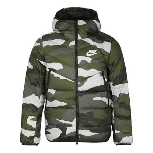 

Пуховик Nike Sportswear Down Windrunner Printing hooded down Jacket Camouflage Green, зеленый