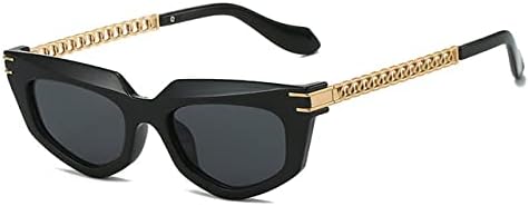 

Солнцезащитные очки Polygon для женщин, солнцезащитные очки UV400 в стиле ретро с металлической цепочкой, мужские солнцезащитные очки сине-зеленого цвета MTZJH, Black Golden Grey