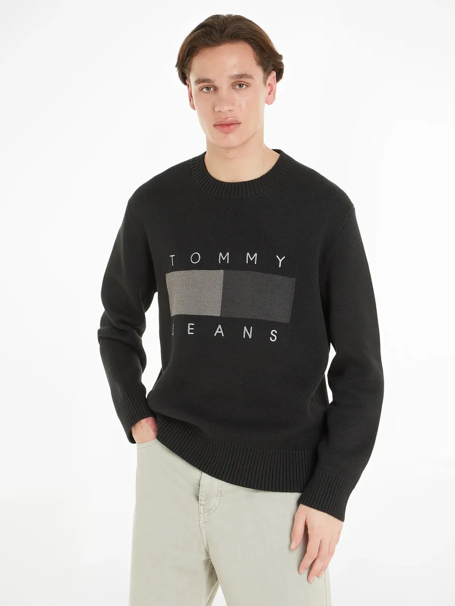 

Свитер с круглым вырезом Tommy Jeans "TJM RLX TONAL FLAG SWEATER", черный