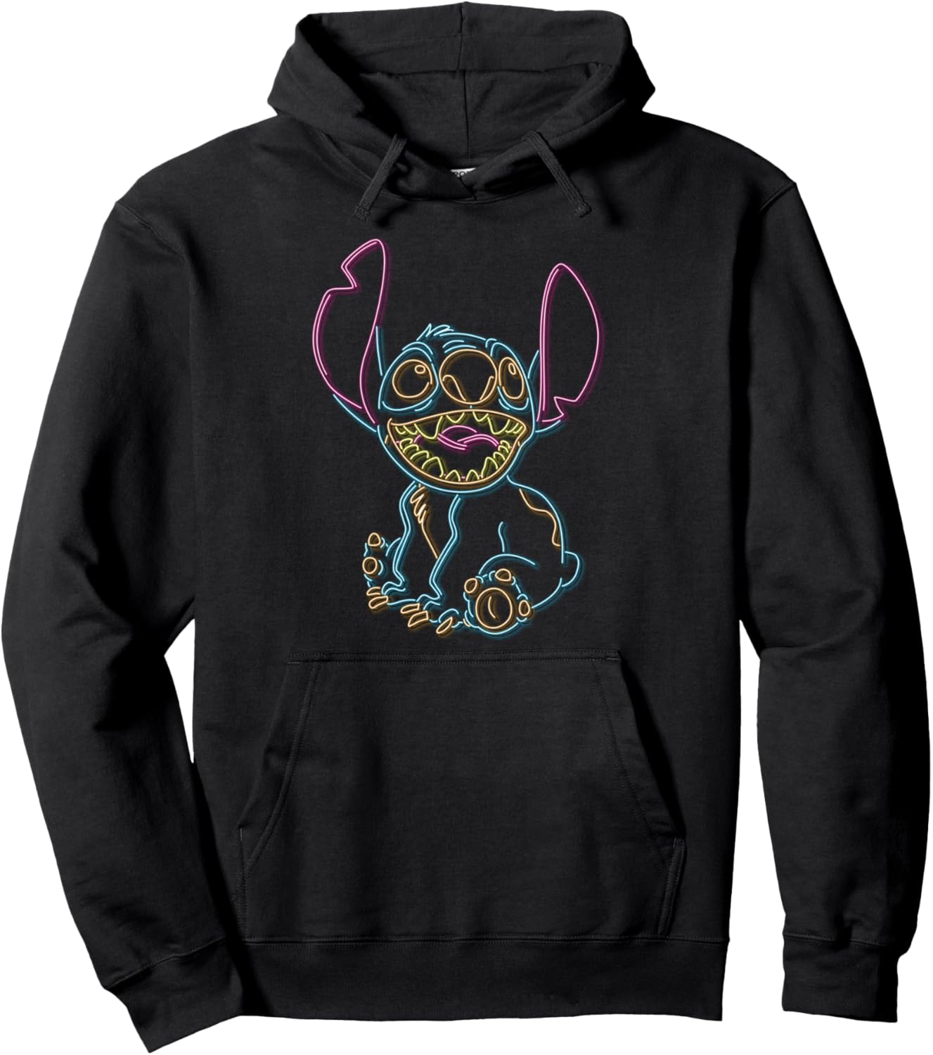

Худи Disney Lilo & Stitch с неоновым контуром Стича, черная, Черный, Худи Disney Lilo & Stitch с неоновым контуром Стича, черная