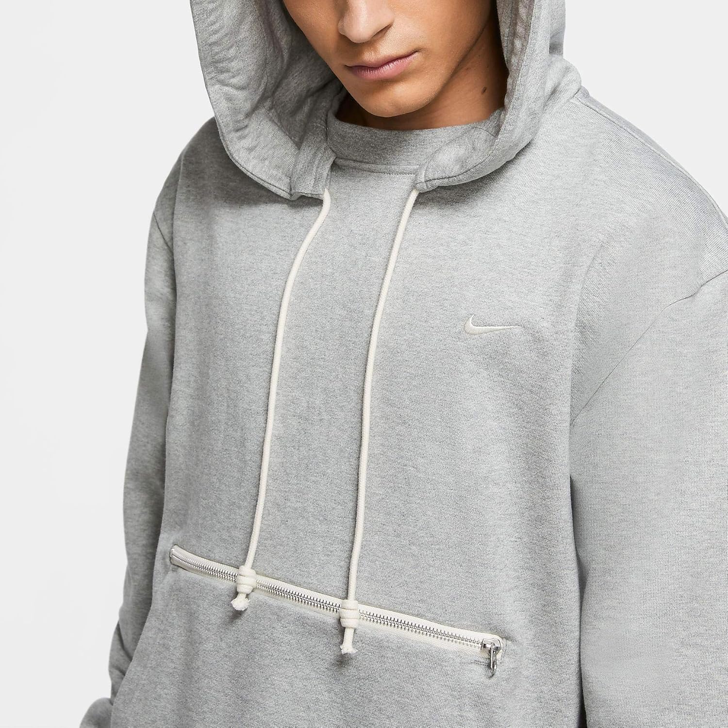 Мужская баскетбольная толстовка-пуловер унисекс Nike Dri-FIT Standard Issue, Dark Grey Heather/Pale Ivory — фото 3