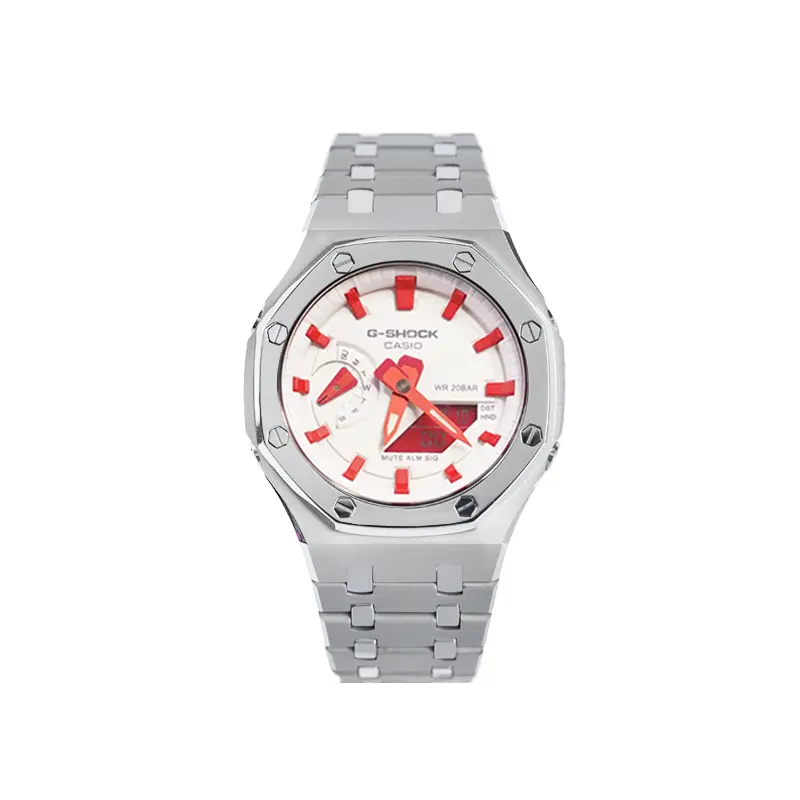 

Унисекс часы CASIO с жидкокристаллическим/аналоговым двойным дисплеем, 48,5 мм, белые