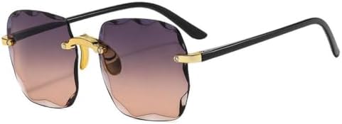 

Женские солнцезащитные очки без оправы 2027 года с градиентными линзами, винтажные женские солнцезащитные очки с дужками из сплава, защита от УФ-излучения UV400 MTZJH, 03