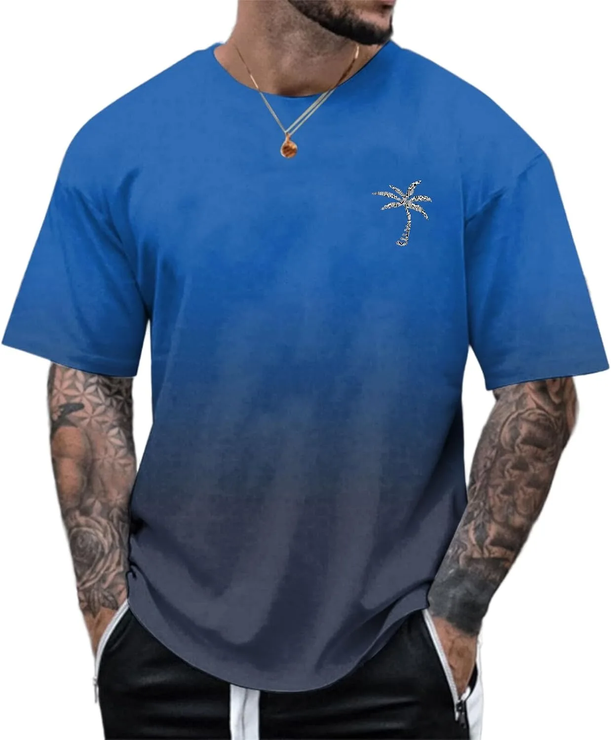 Футболка мужская Casual с принтом, круглый вырез, короткий рукав, Slim Fit — фото 2
