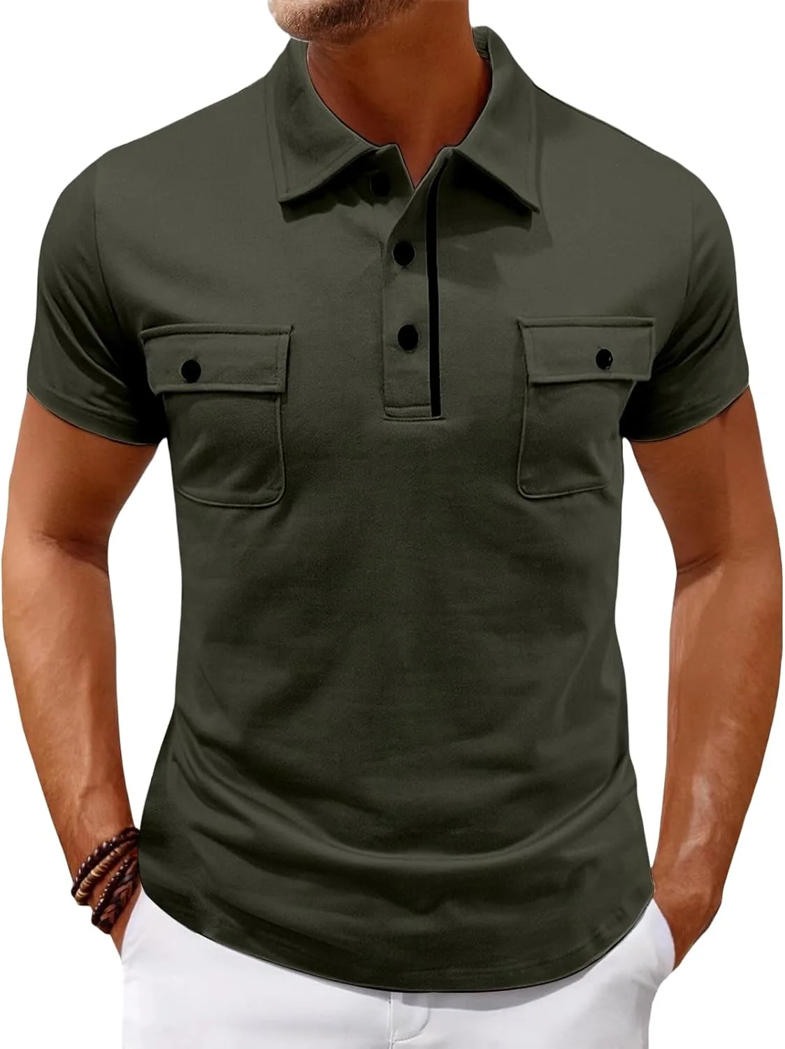 

Мужская поло с коротким рукавом, влагоотводящая, slim fit CHXLQQX