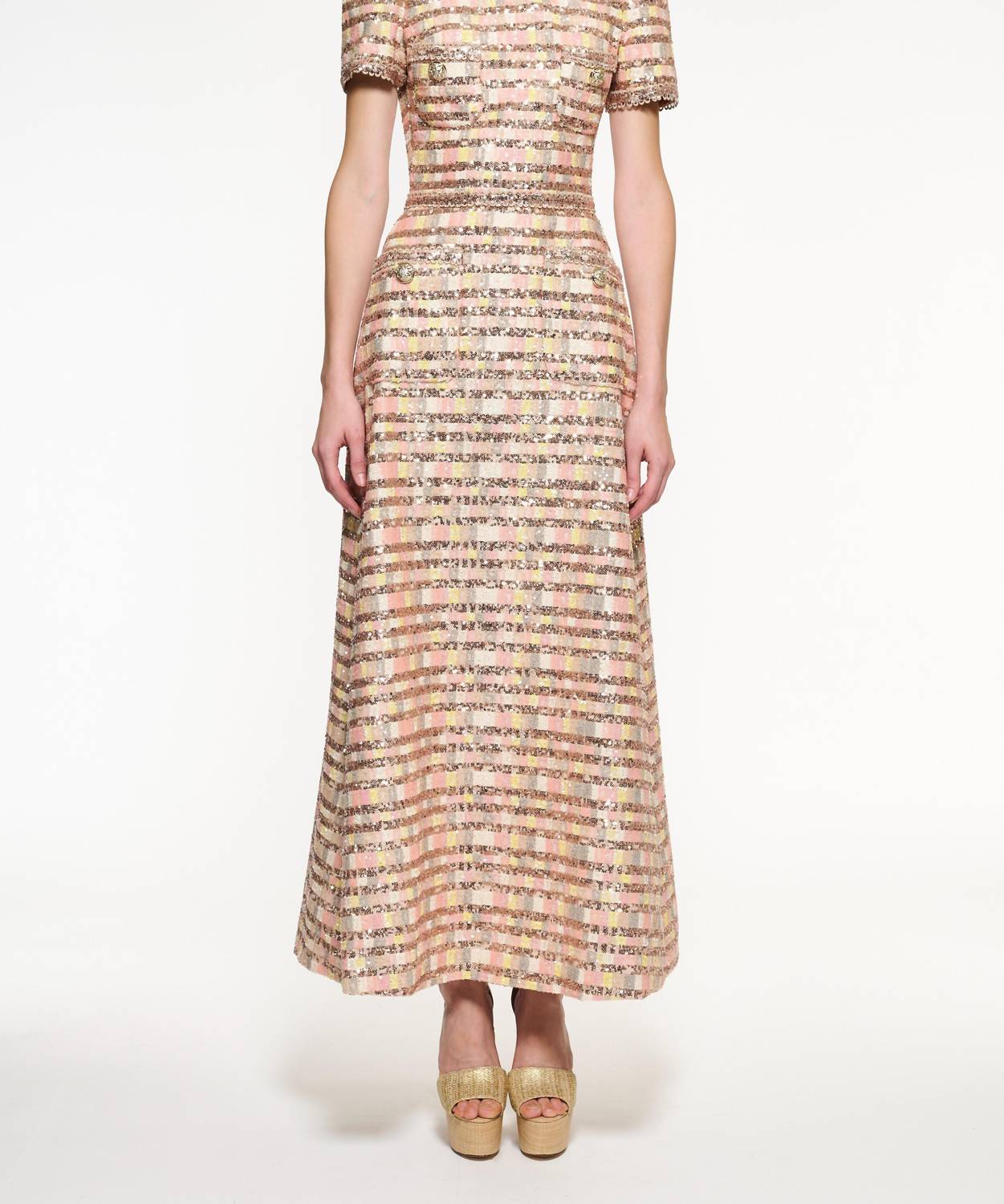 

Платье с коротким рукавом Camaleonte с пайетками в разноцветной гамме Elie Saab, мультиколор