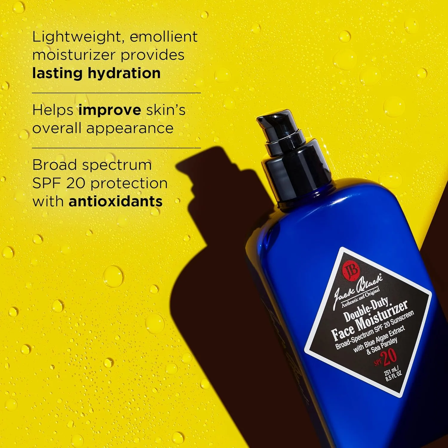Увлажняющий крем для лица Jack Black Double Duty с SPF 20, крем для лица для мужчин, лосьон для лица для мужчин с SPF, подарки для мужчин 251 мл (1 шт.), Blue — фото 3