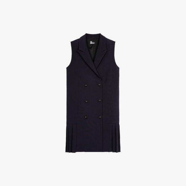 

Двубортное плиссированное платье из ткани The Kooples, синий