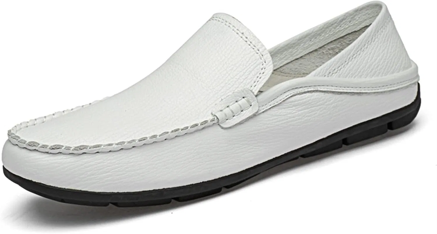 Мокасины мужские Leather Simple White