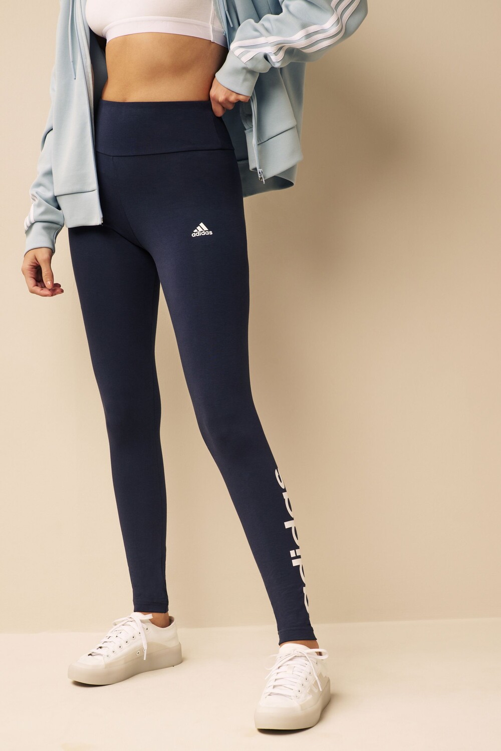 

Леггинсы с завышенной талией и логотипом Sportswear Essentials Adidas, синий