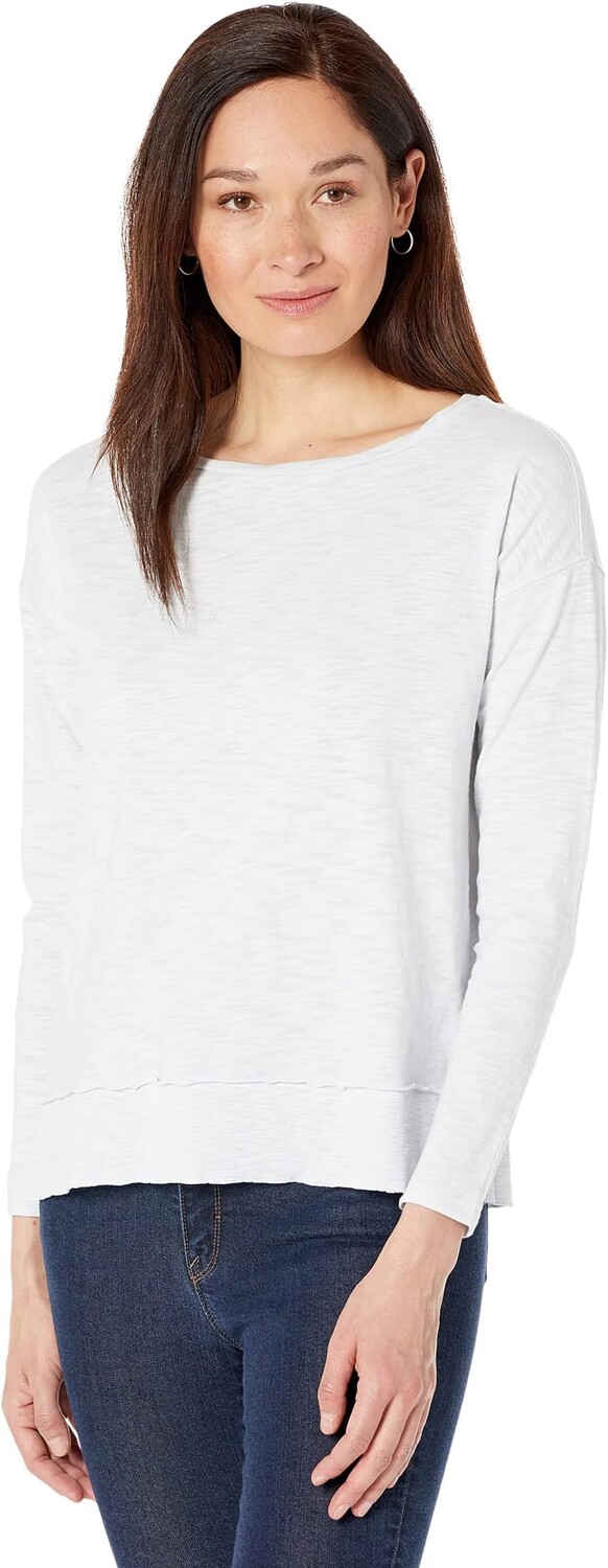 

Топ Lilla P Rib Trim Boatneck in Loose Knit Slub, цвет Pool