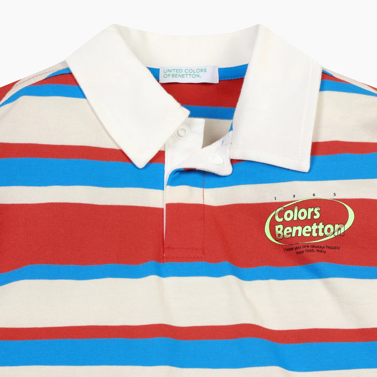 Детская полосатая футболка красная от Benetton Kids — фото 3