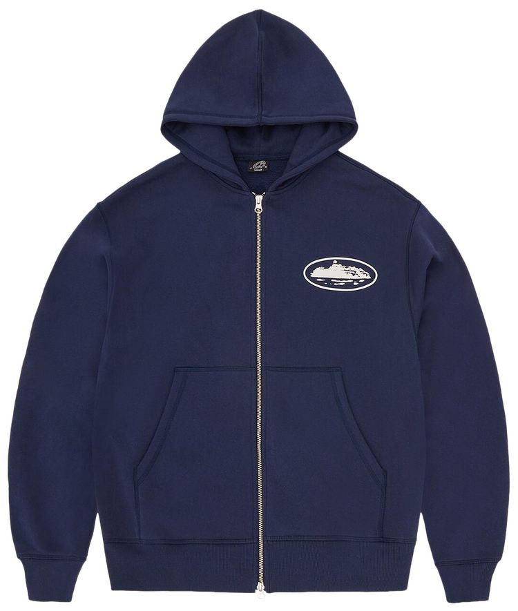 

Худи Corteiz Island Puff Print Zip Hoodie 'Navy', синий