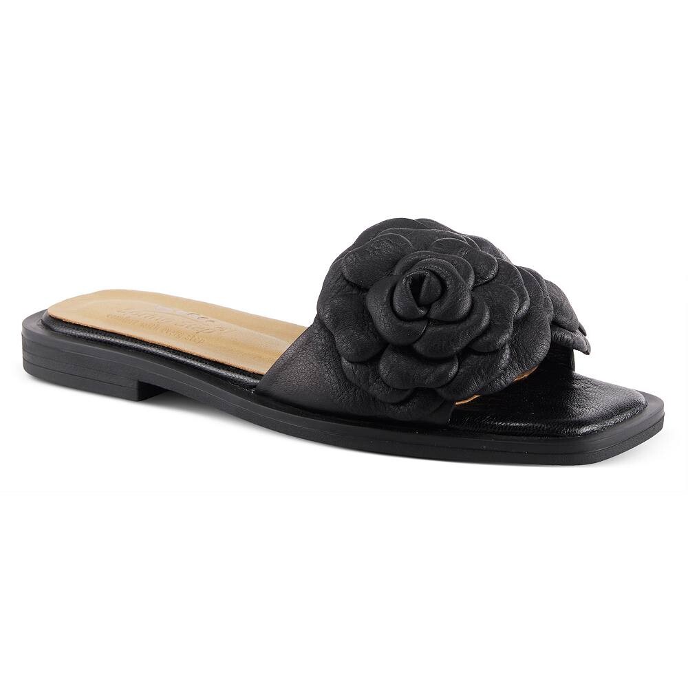 Женские кожаные шлепанцы с цветочным узором Spring Step Domonique, черный